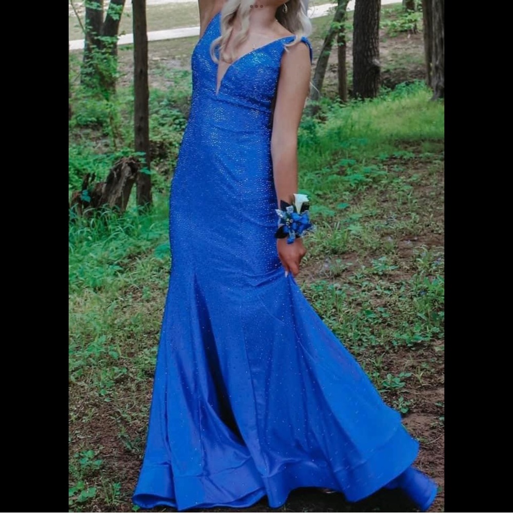 Sherry Hill Blue Prom Dress